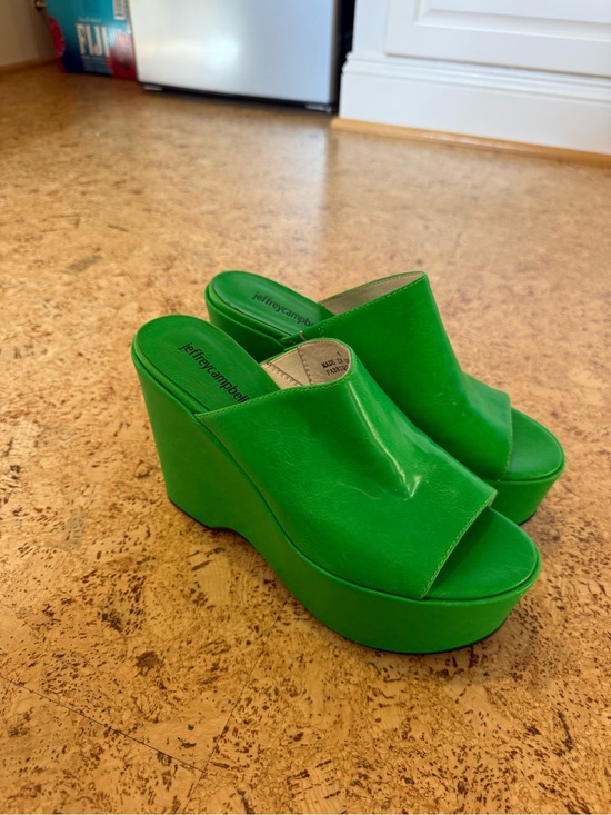 Jeffrey Campbell Shoes - Jeffrey Campbell Bright Green Platform Wedge Mules